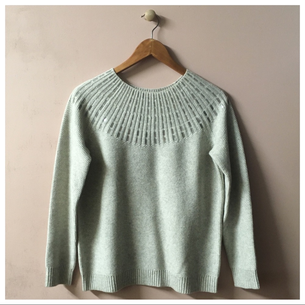 ‼️SOLD‼️VINCE. Gray Sequin Neck Knit Sweater